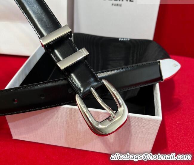 ​Best Price Celine Western Medium Leather Belt 2.5cm with Pin Buckle CE011004 Brown/Aged Silver 2025