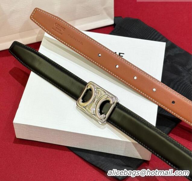 Buy Cheap Celine Medium Taurillon Leather Belt 2.5cm with Framed Triomphe Buckle CE011005 Black/Brown/Silver 2025