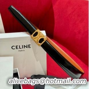 Promotional Celine Medium Taurillon Leather Belt 2.5cm with Framed Triomphe Buckle CE011005 Black/Brown/Gold 2025