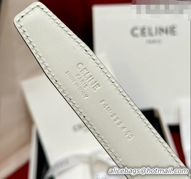 New Design Celine Medium Taurillon Leather Belt 2.5cm with Framed Triomphe Buckle CE011005 Black/White/Gold 2025