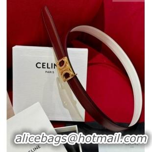 Modern Classic Celine Medium Taurillon Leather Belt 2.5cm with Framed Triomphe Buckle CE011005 Burgundy/White/Gold 2025