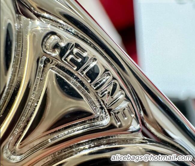 Best Quality Celine Medium Taurillon Leather Belt 2.5cm with Framed Triomphe Buckle CE011005 Burgundy/White/Silver 2025