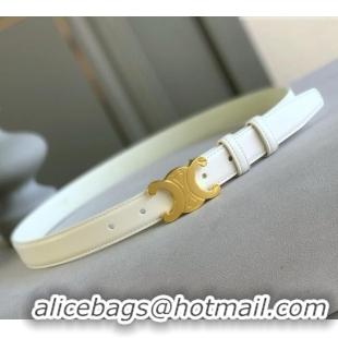 Buy Inexpensive Celine Calfskin Leather Triomphe Belt 2.5cm CE22401 White/Gold 2025