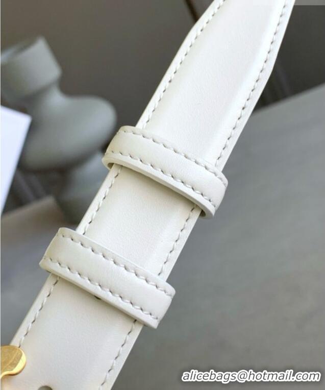 Buy Inexpensive Celine Calfskin Leather Triomphe Belt 2.5cm CE22401 White/Gold 2025