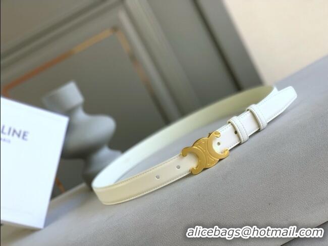 Buy Inexpensive Celine Calfskin Leather Triomphe Belt 2.5cm CE22401 White/Gold 2025
