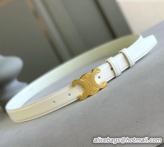 Buy Inexpensive Celine Calfskin Leather Triomphe Belt 2.5cm CE22401 White/Gold 2025