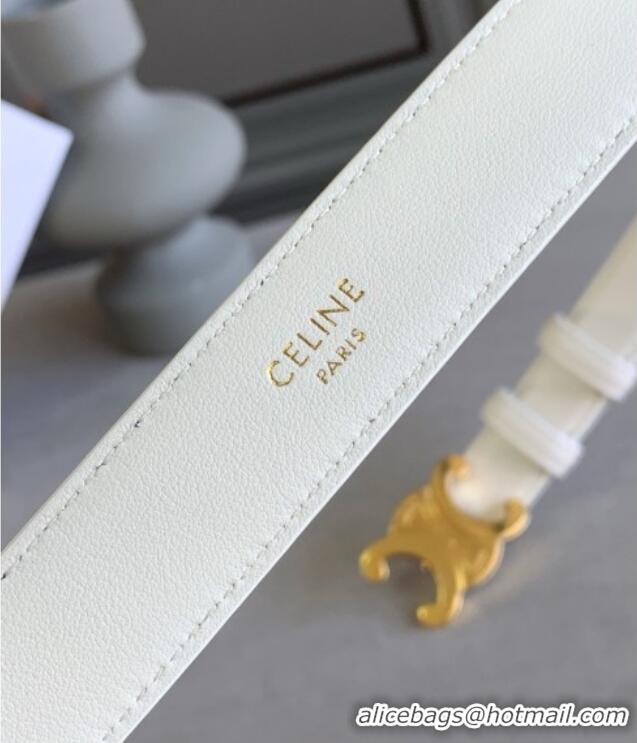 Buy Inexpensive Celine Calfskin Leather Triomphe Belt 2.5cm CE22401 White/Gold 2025