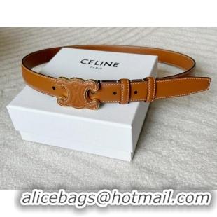 Good Product Celine Calfskin Triomphe Belt 2.4cm with Leather Buckle 0317 Brown 2025
