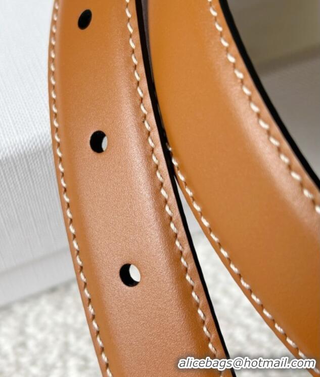 Good Product Celine Calfskin Triomphe Belt 2.4cm with Leather Buckle 0317 Brown 2025