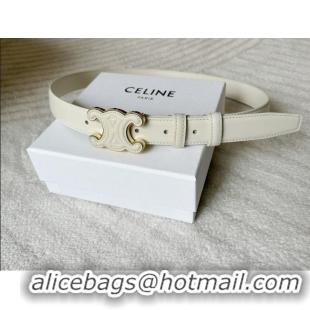 Reasonable Price Celine Calfskin Triomphe Belt 2.4cm with Leather Buckle 0317 White 2025