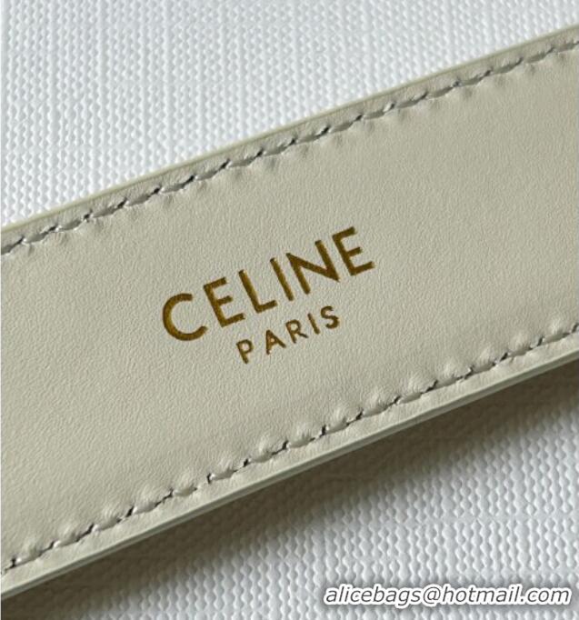 Reasonable Price Celine Calfskin Triomphe Belt 2.4cm with Leather Buckle 0317 White 2025