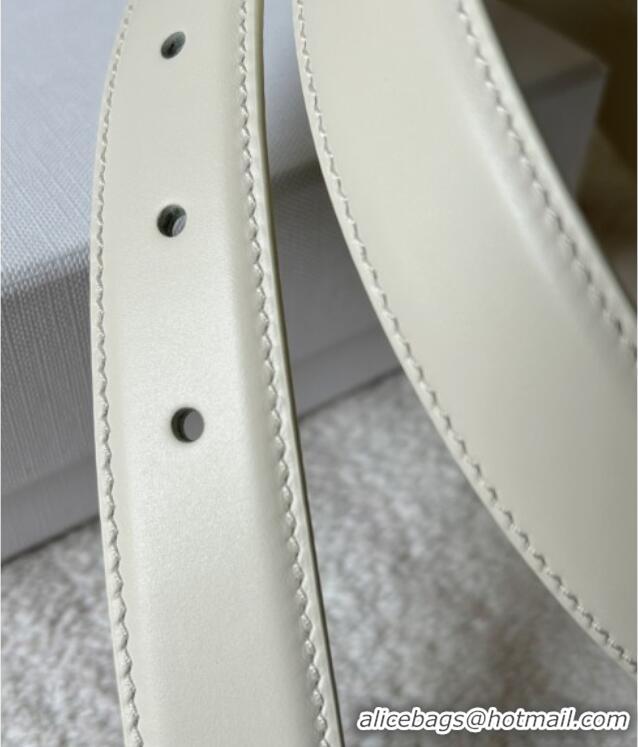 Reasonable Price Celine Calfskin Triomphe Belt 2.4cm with Leather Buckle 0317 White 2025