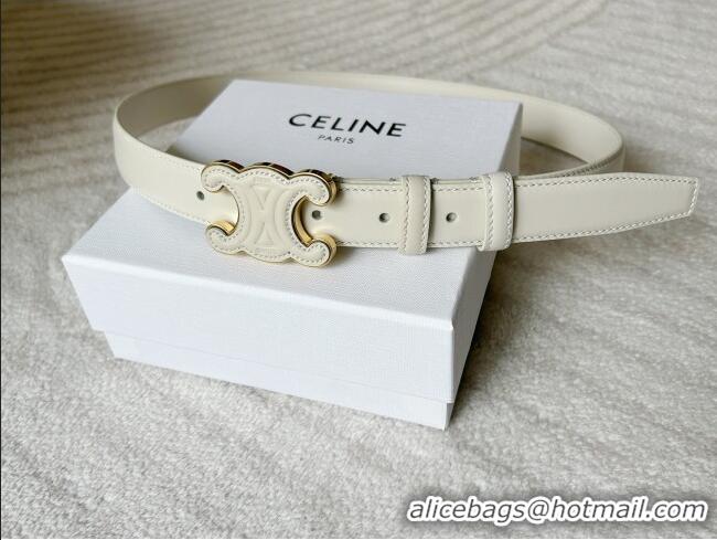 Reasonable Price Celine Calfskin Triomphe Belt 2.4cm with Leather Buckle 0317 White 2025