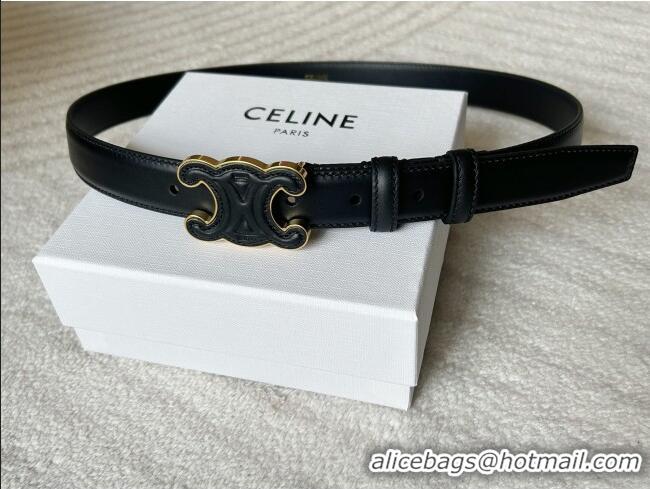 Trendy Design Celine Calfskin Triomphe Belt 2.4cm with Leather Buckle 0317 Black 2025