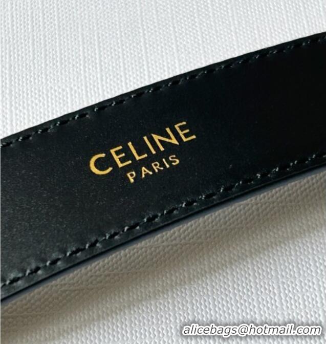 Trendy Design Celine Calfskin Triomphe Belt 2.4cm with Leather Buckle 0317 Black 2025