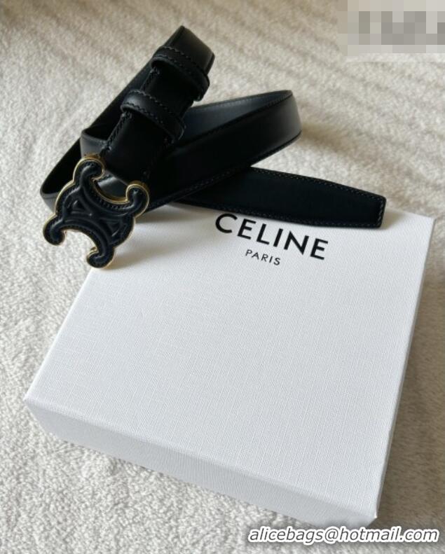 Trendy Design Celine Calfskin Triomphe Belt 2.4cm with Leather Buckle 0317 Black 2025
