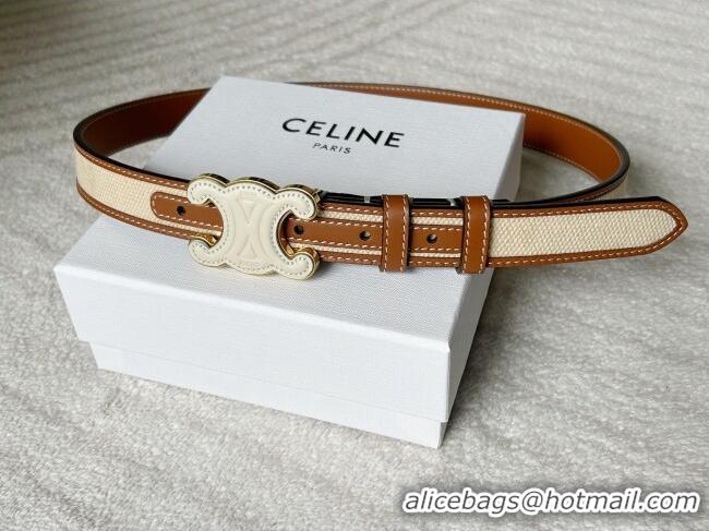 Market Sells Celine Triomphe Canvas Belt 2.5cm with Leather Buckle 0317 Beige 2025