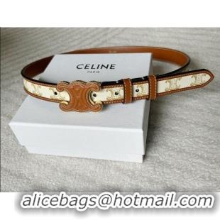 Good Looking Celine Triomphe Canvas Belt 2.5cm with Leather Buckle 0317 White 2025