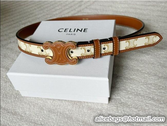 Good Looking Celine Triomphe Canvas Belt 2.5cm with Leather Buckle 0317 White 2025