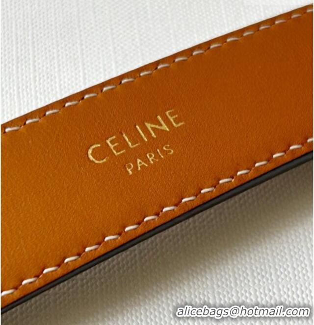 Good Looking Celine Triomphe Canvas Belt 2.5cm with Leather Buckle 0317 White 2025