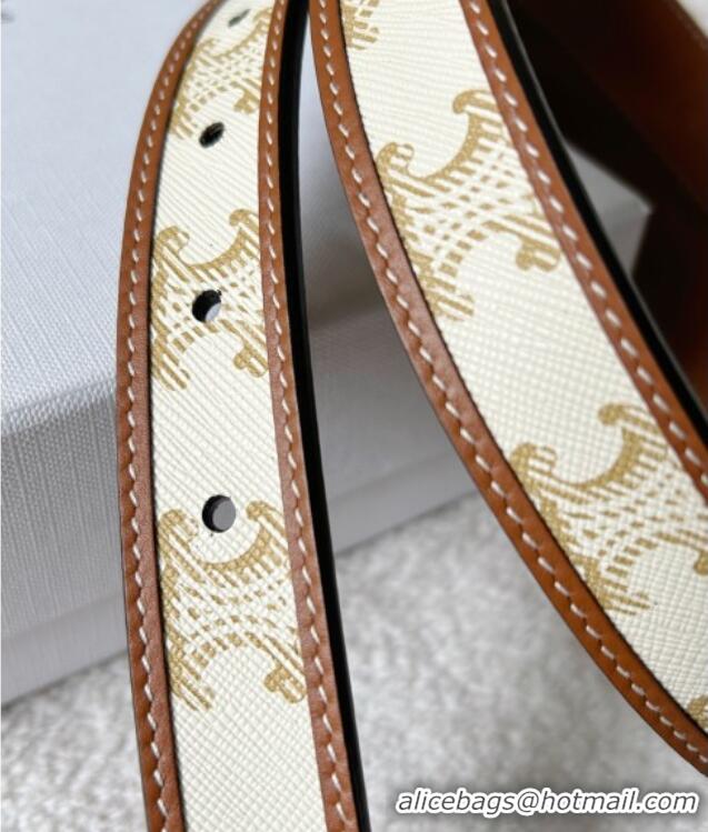 Good Looking Celine Triomphe Canvas Belt 2.5cm with Leather Buckle 0317 White 2025