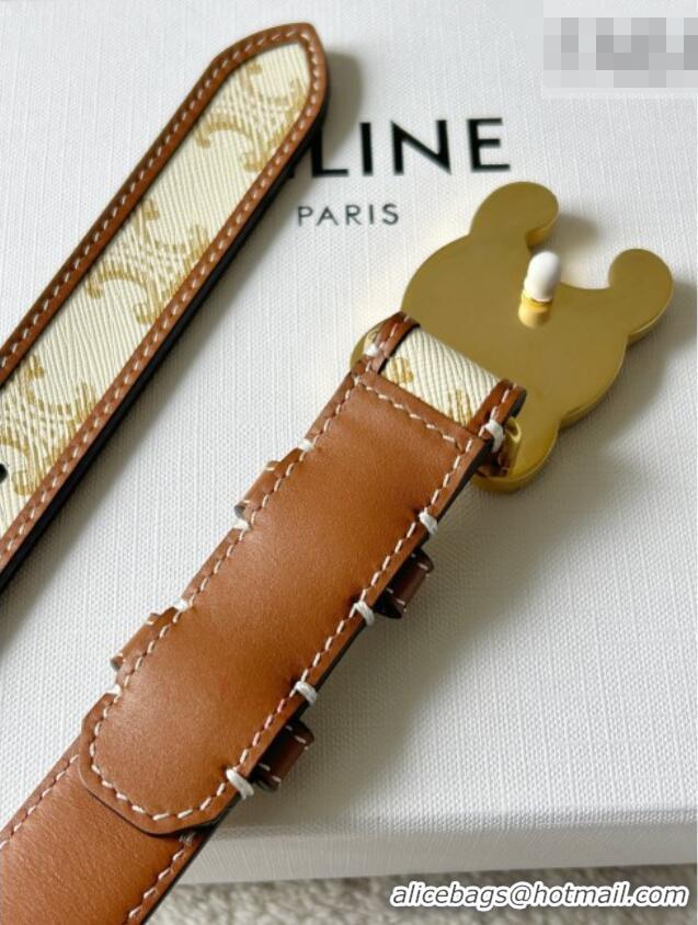 Good Looking Celine Triomphe Canvas Belt 2.5cm with Leather Buckle 0317 White 2025