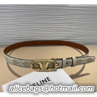 New Fashion Celine Canvas Belt 2.5cm with Metal-Tone Triomphe Buckle 0317 White 2025