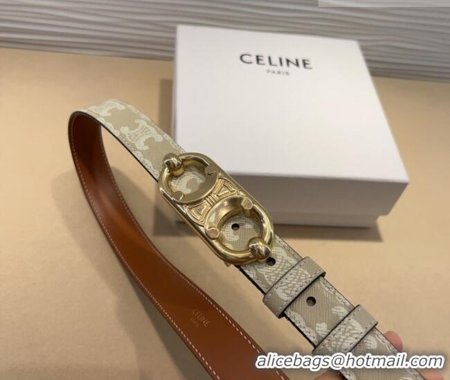 New Fashion Celine Canvas Belt 2.5cm with Metal-Tone Triomphe Buckle 0317 White 2025