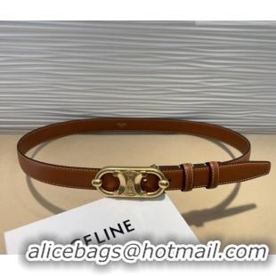 Inexpensive Celine Calfskin Belt 2.5cm with Metal-Tone Triomphe Buckle 0317 Brown 2025