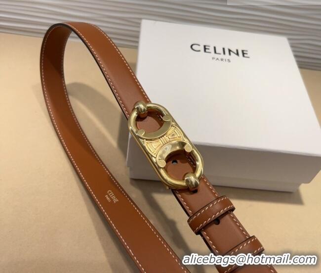 Inexpensive Celine Calfskin Belt 2.5cm with Metal-Tone Triomphe Buckle 0317 Brown 2025