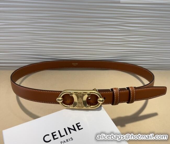 Inexpensive Celine Calfskin Belt 2.5cm with Metal-Tone Triomphe Buckle 0317 Brown 2025