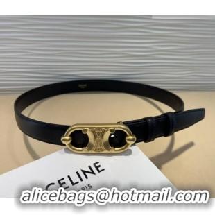 Traditional Discount Celine Calfskin Belt 2.5cm with Metal-Tone Triomphe Buckle 0317 Black 2025