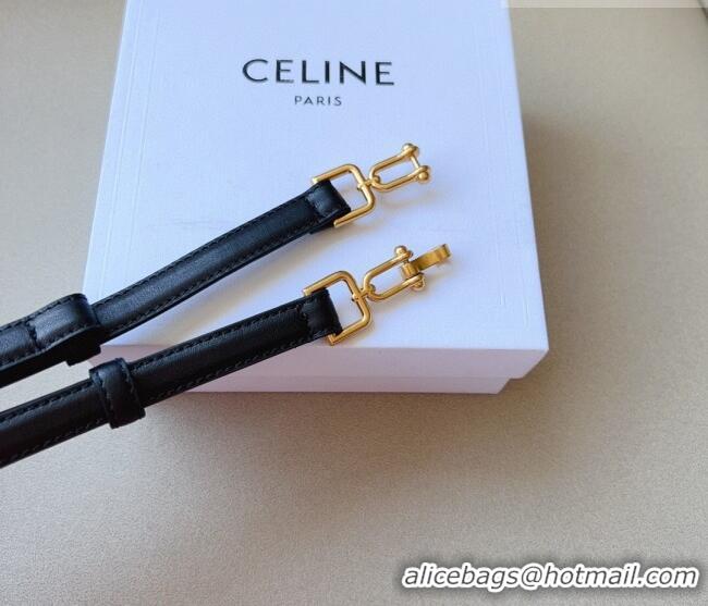 Top Grade Celine Leather and Chain Belt 1.5cm 0617 Black 2025