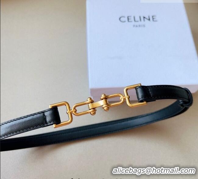 Top Grade Celine Leather and Chain Belt 1.5cm 0617 Black 2025