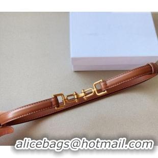 Luxury Cheap Celine Leather and Chain Belt 1.5cm 0617 Tan Brown 2025