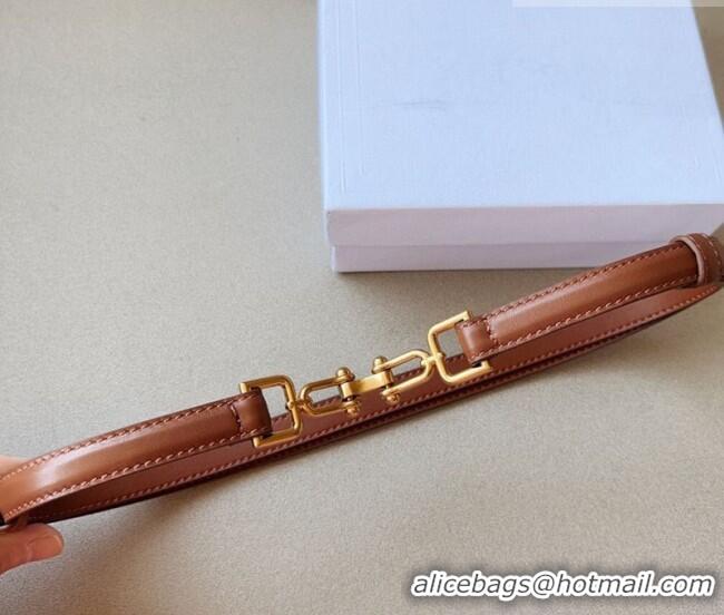 Luxury Cheap Celine Leather and Chain Belt 1.5cm 0617 Tan Brown 2025