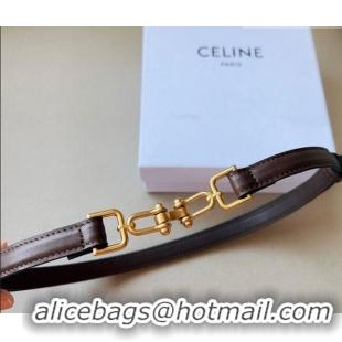 Best Quality Celine Leather and Chain Belt 1.5cm 0617 Dark Brown 2025