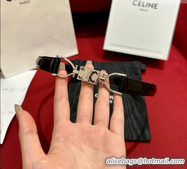 ​Famous Brand  Celine Calfskin Belt 1.8cm C71201 Black 2025