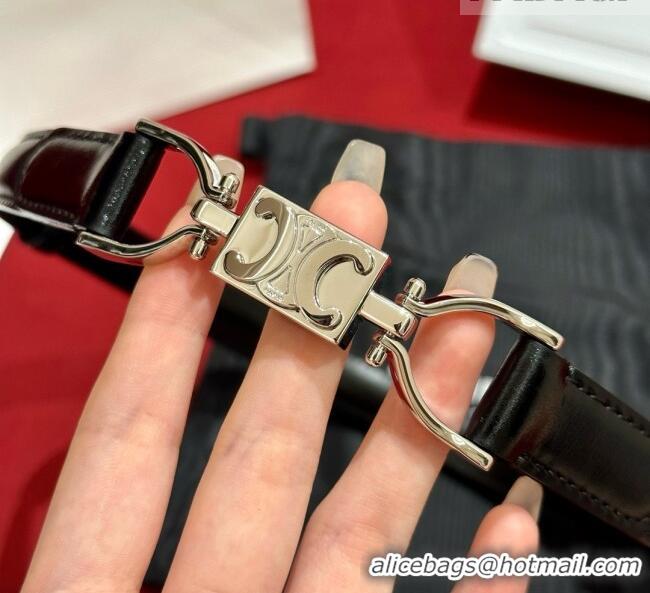 ​Famous Brand  Celine Calfskin Belt 1.8cm C71201 Black 2025