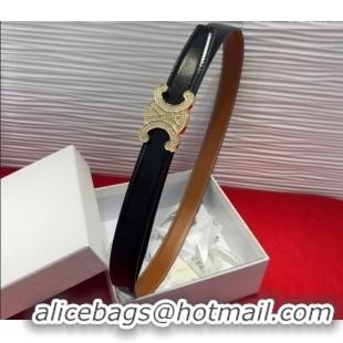 Promotional Celine Triomphe Calf Leather Belt 2.5cm with Strass Buckle CL2013025 Black 2025