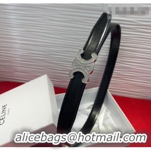 Good Taste Celine Triomphe Calf Leather Belt 2.5cm with Strass Buckle CL2013025 Black 2025