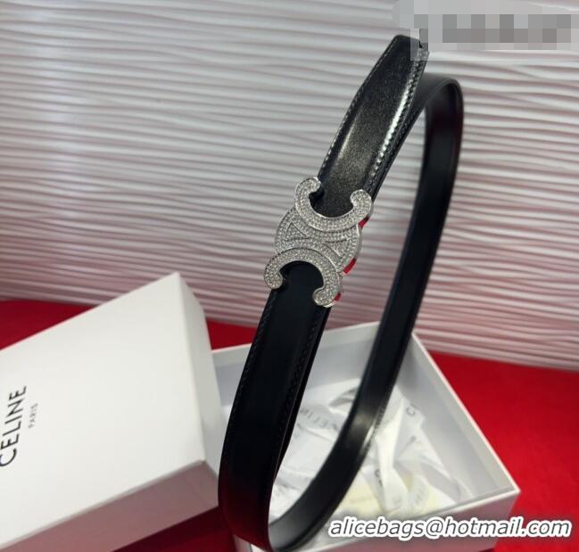 Good Taste Celine Triomphe Calf Leather Belt 2.5cm with Strass Buckle CL2013025 Black 2025