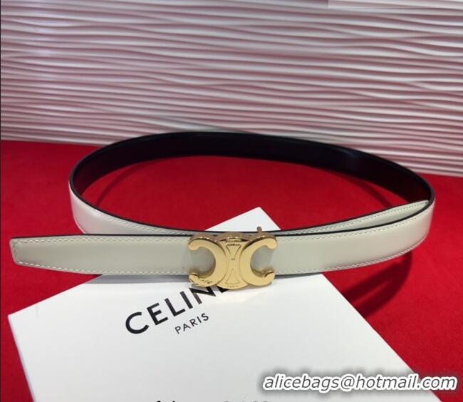 New Release Creation Celine Triomphe Calf Leather Belt 2.5cm with Gold-Tone Buckle CL2012025 White 2025