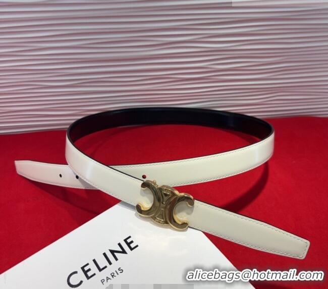 New Release Creation Celine Triomphe Calf Leather Belt 2.5cm with Gold-Tone Buckle CL2012025 White 2025
