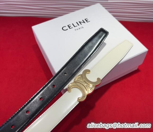 New Release Creation Celine Triomphe Calf Leather Belt 2.5cm with Gold-Tone Buckle CL2012025 White 2025