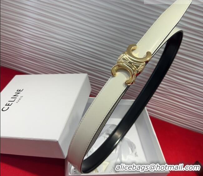 New Release Creation Celine Triomphe Calf Leather Belt 2.5cm with Gold-Tone Buckle CL2012025 White 2025