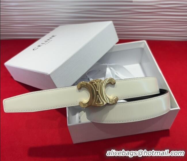 New Release Creation Celine Triomphe Calf Leather Belt 2.5cm with Gold-Tone Buckle CL2012025 White 2025