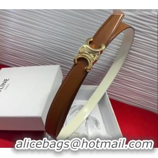 Grade Quality Celine Triomphe Calf Leather Belt 2.5cm with Gold-Tone Buckle CL2012025 Tan Brown 2025