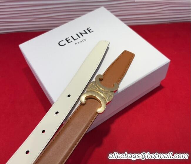 Grade Quality Celine Triomphe Calf Leather Belt 2.5cm with Gold-Tone Buckle CL2012025 Tan Brown 2025