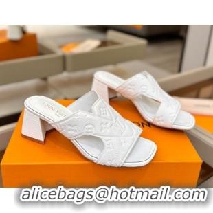 Most Popular Louis Vuitton Grained Leather Heel Slides Sandal 5.5cm Blue 2026 LV030301